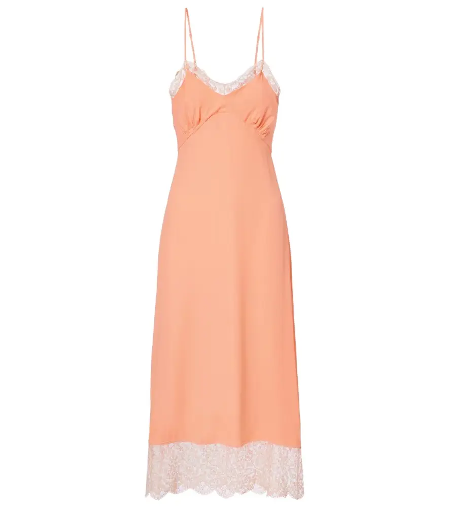 Simone Rocha Lace-trimmed crêpe de chine slip dress