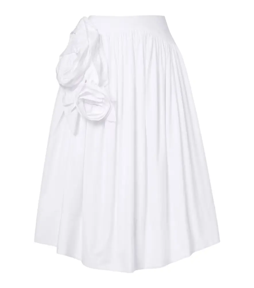 Simone Rocha Floral-appliqué cotton poplin midi skirt