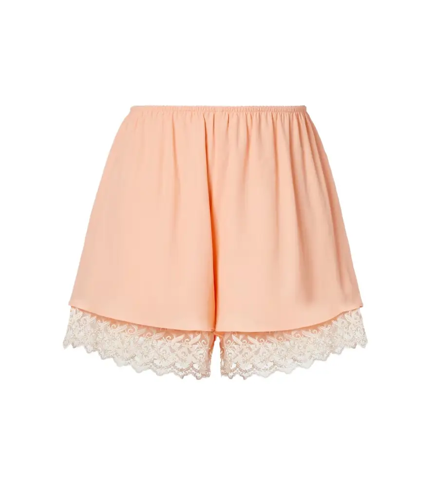 Simone Rocha Lace-trimmed satin shorts