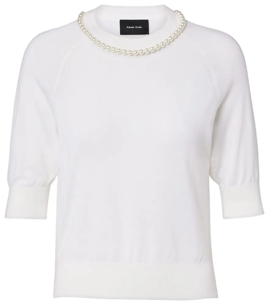 Simone Rocha Embellished wool and silk top