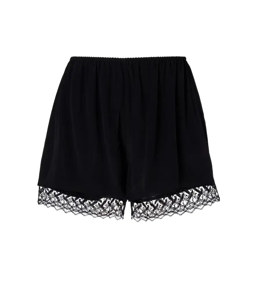 Simone Rocha Lace-trimmed satin shorts