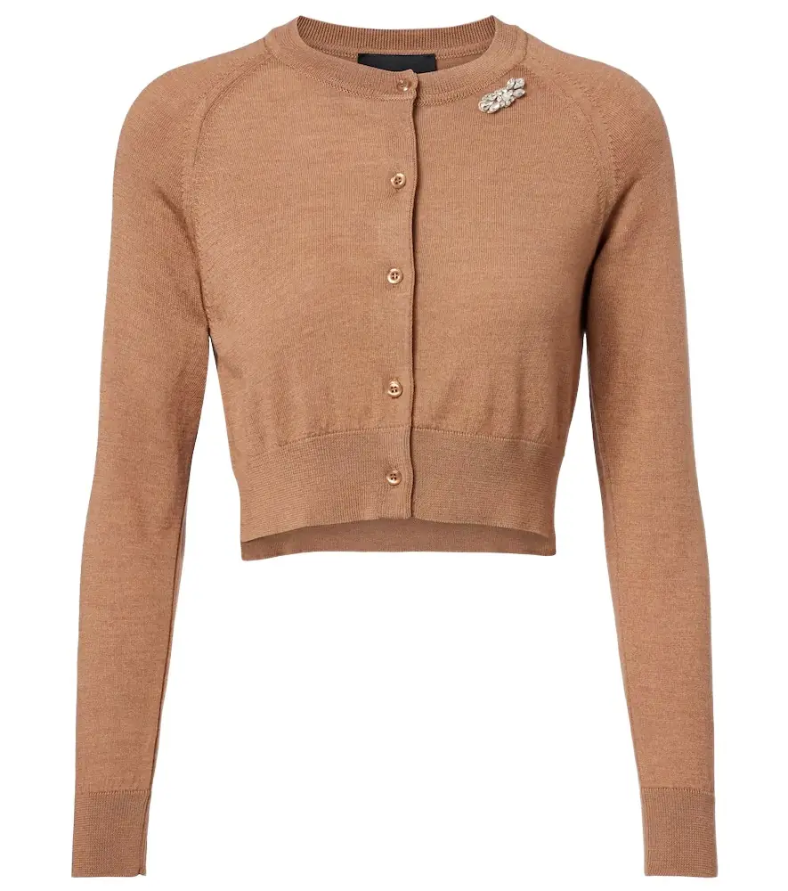 Simone Rocha Embellished cropped wool and silk cardigan