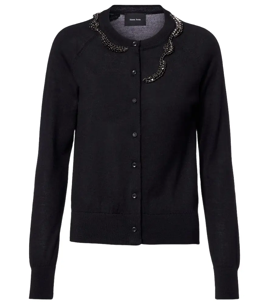 Simone Rocha Embellished wool and silk cardigan