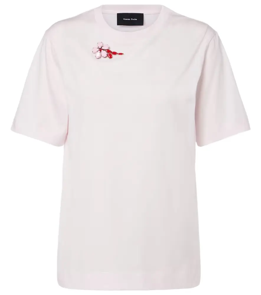 Simone Rocha Embellished cotton jersey T-shirt
