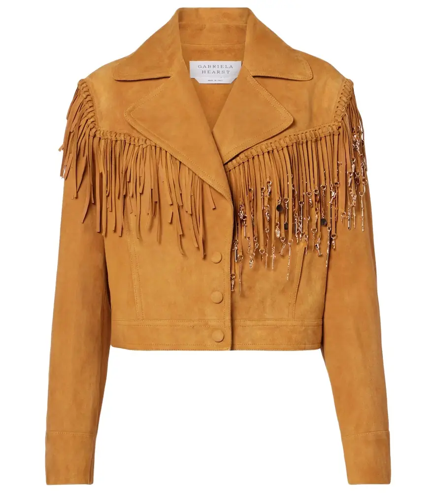 Gabriela Hearst Azra embellished fringed suede jacket