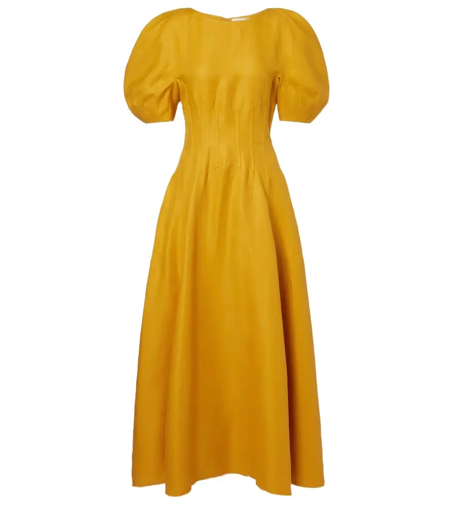 Gabriela Hearst Ranya puff-sleeve linen twill maxi dress
