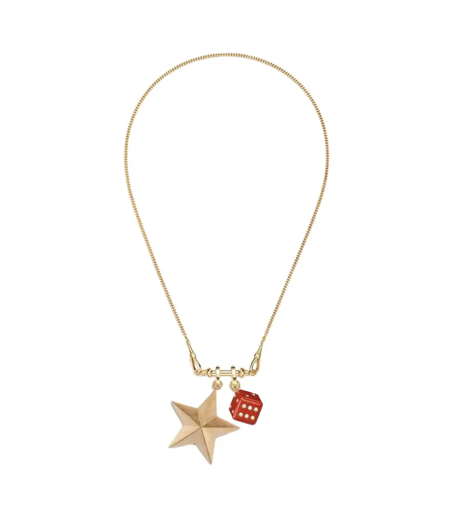 Marie Lichtenberg Connector 18kt gold charm necklace with jasper and diamonds