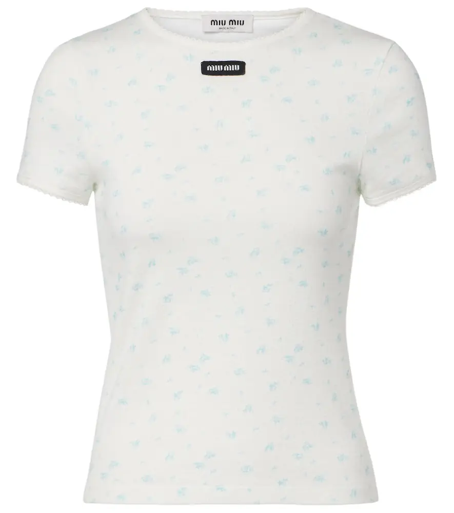 Miu Miu Floral cotton jersey T-shirt