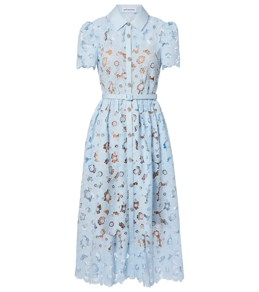 Self-Portrait Belted lace shirt dress