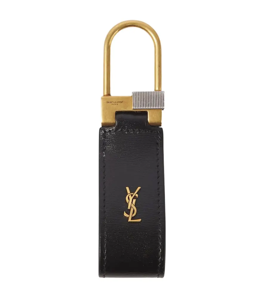 Saint Laurent Tiny Cassandre leather keychain