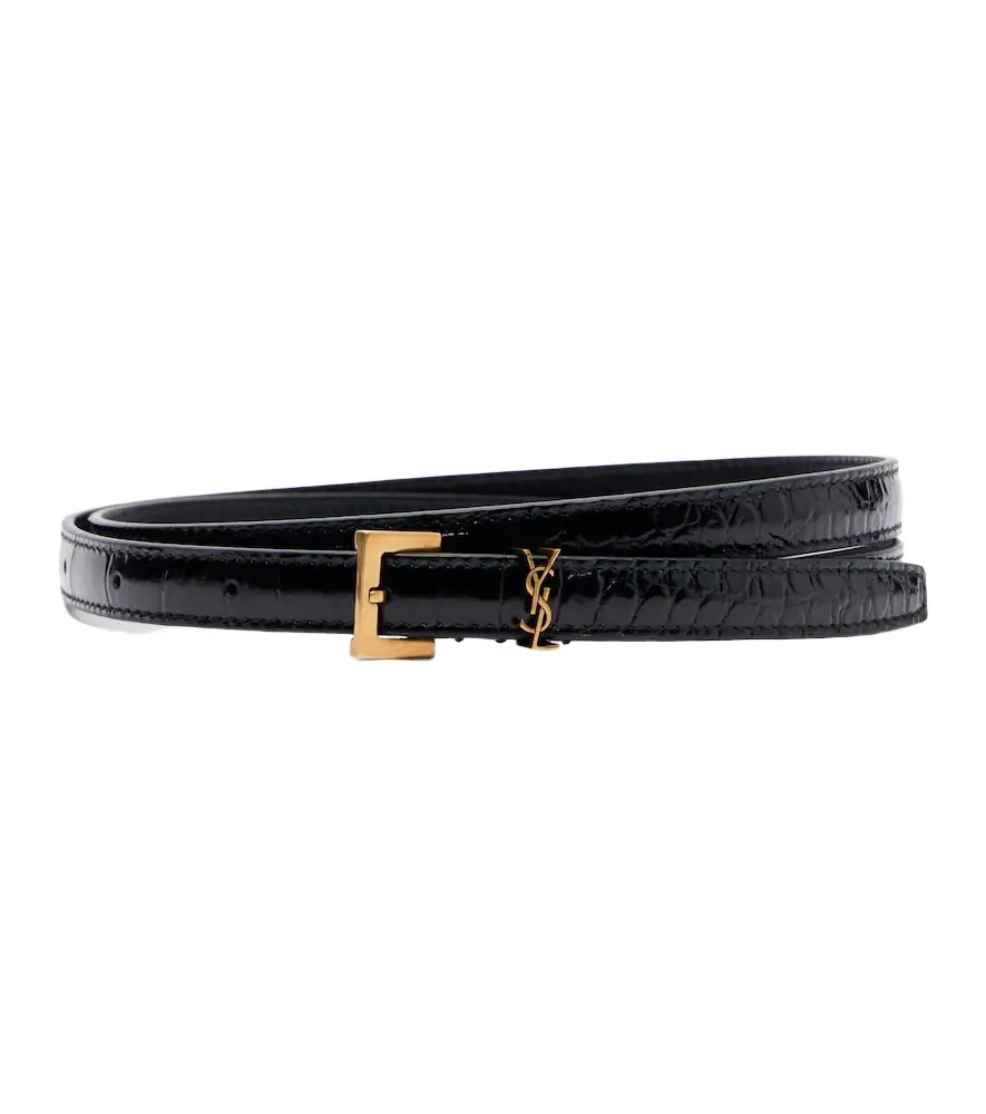 Saint Laurent Cassandre croc-effect leather belt