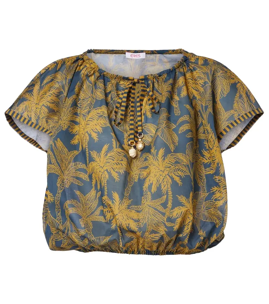 Eres Crocodile printed cotton voile top
