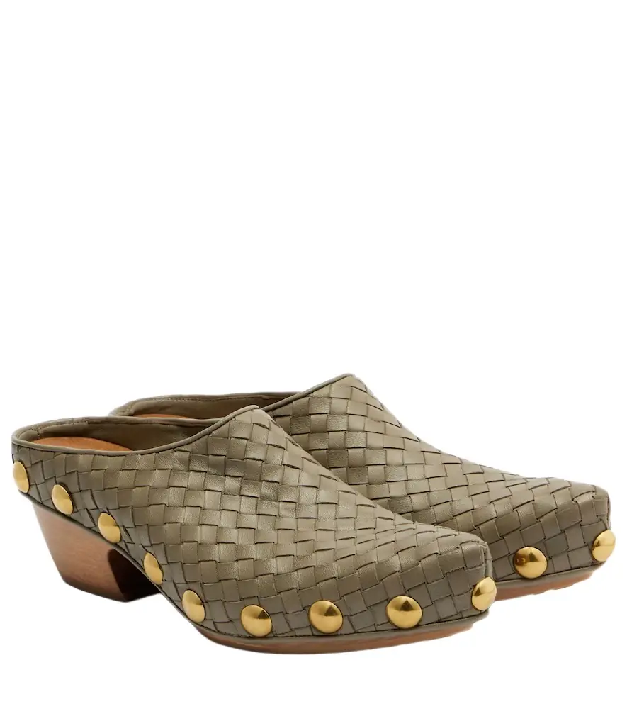 Bottega Veneta Gondola Intrecciato studded leather clogs