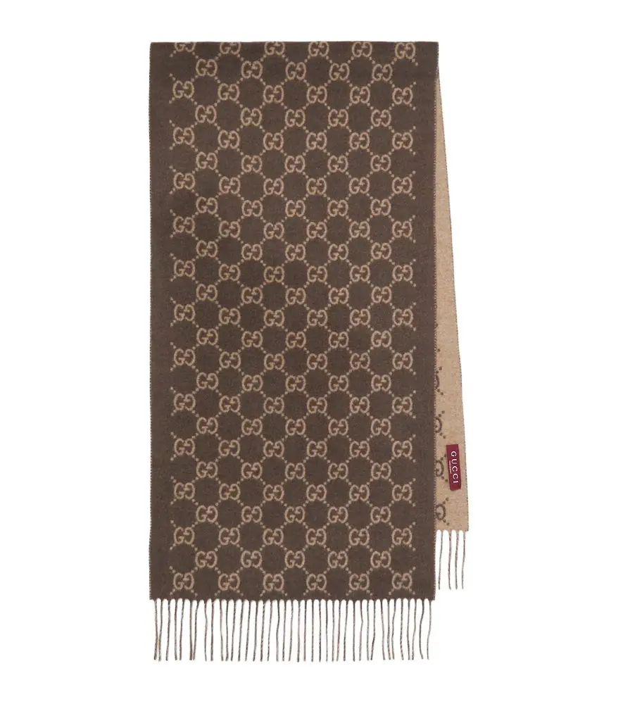Gucci GG fringed cashmere scarf