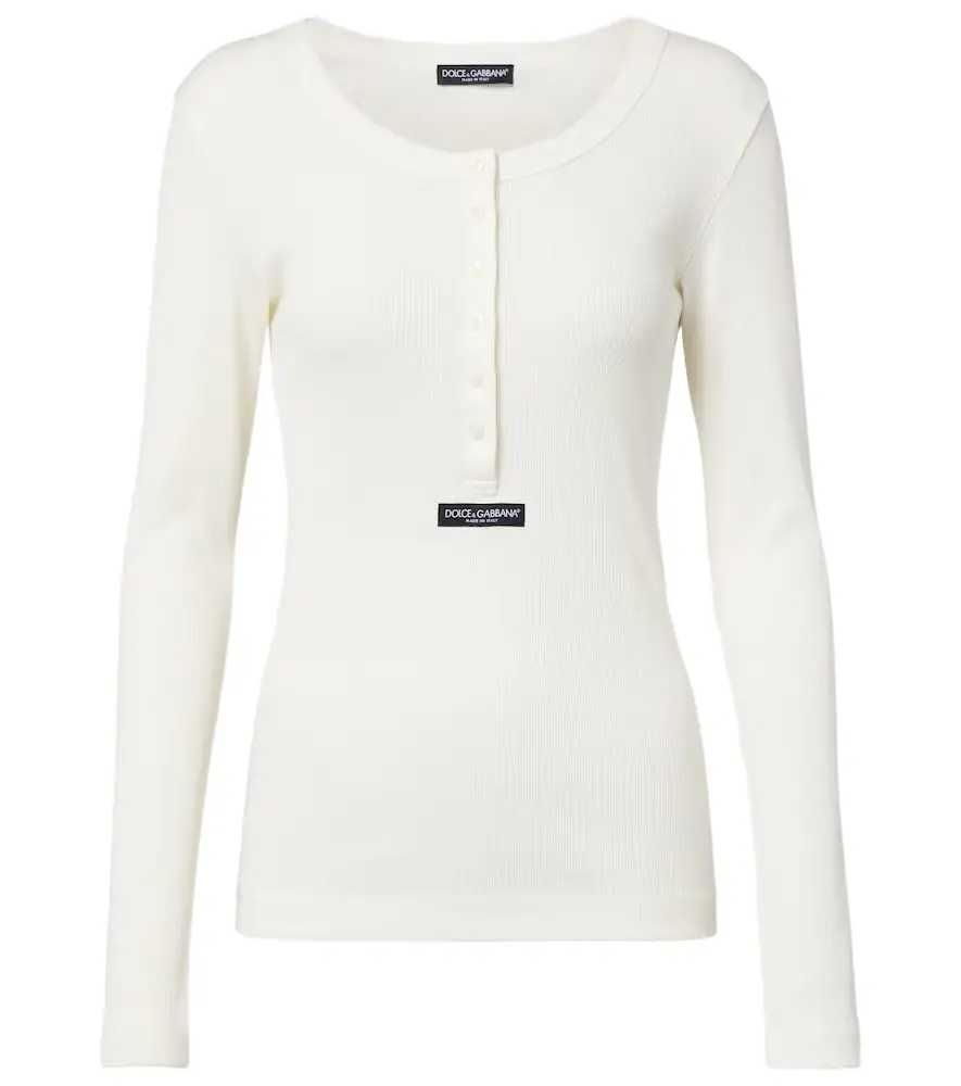 Dolce & Gabbana Ribbed cotton Henley shirt