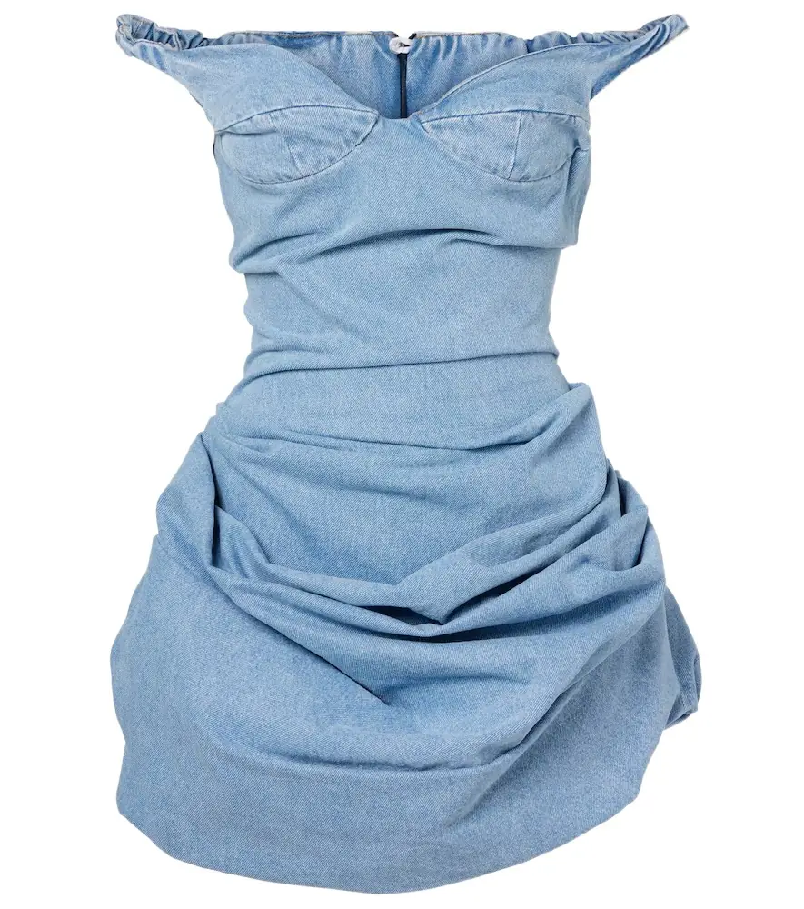 Magda Butrym Gathered off-shoulder denim minidress