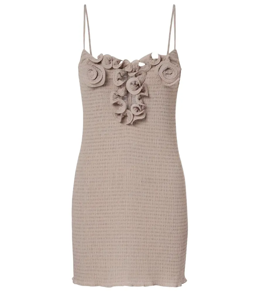 Magda Butrym Floral-appliqué shirred crêpe minidress