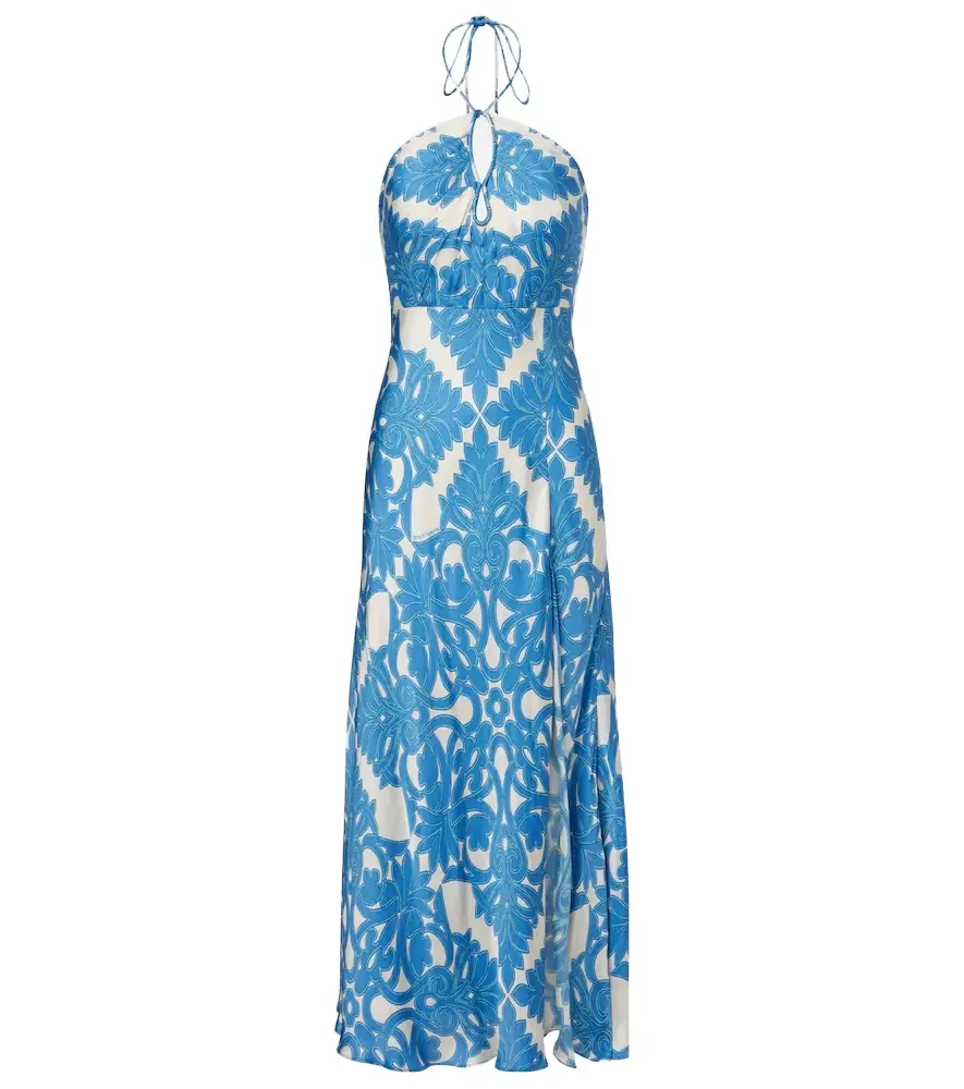 Poupette St Barth Stella printed satin maxi dress
