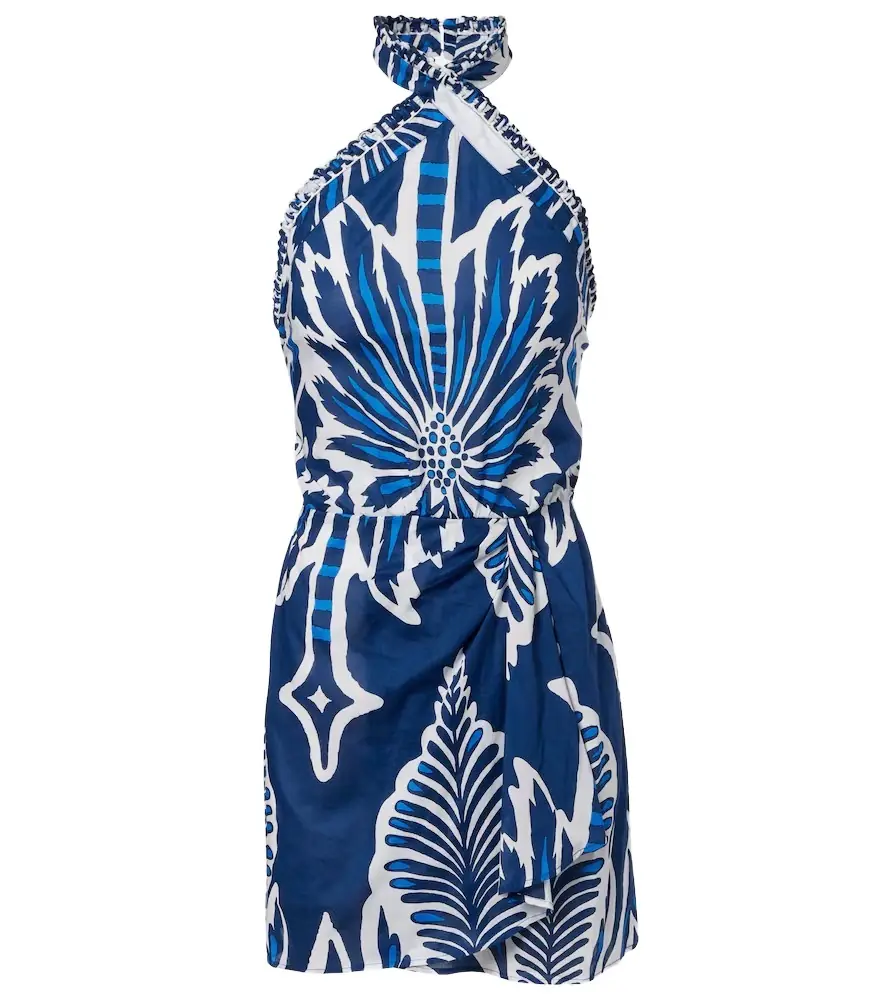 Poupette St Barth Manon floral halterneck cotton minidress