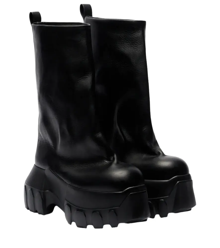 Rick Owens Mega Tractor leather mid-calf boots