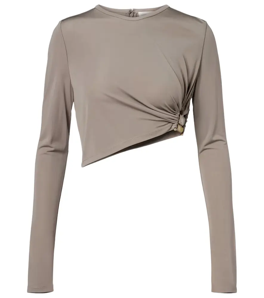 Christopher Esber Bezel Quartz asymmetric jersey crop top