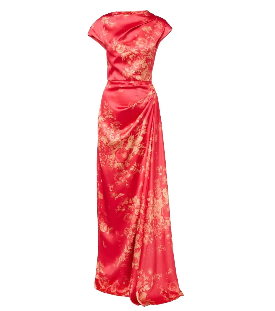 Erdem Draped floral duchess satin gown