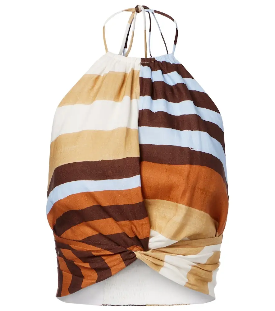 Cala de la Cruz Lodi striped linen crop top