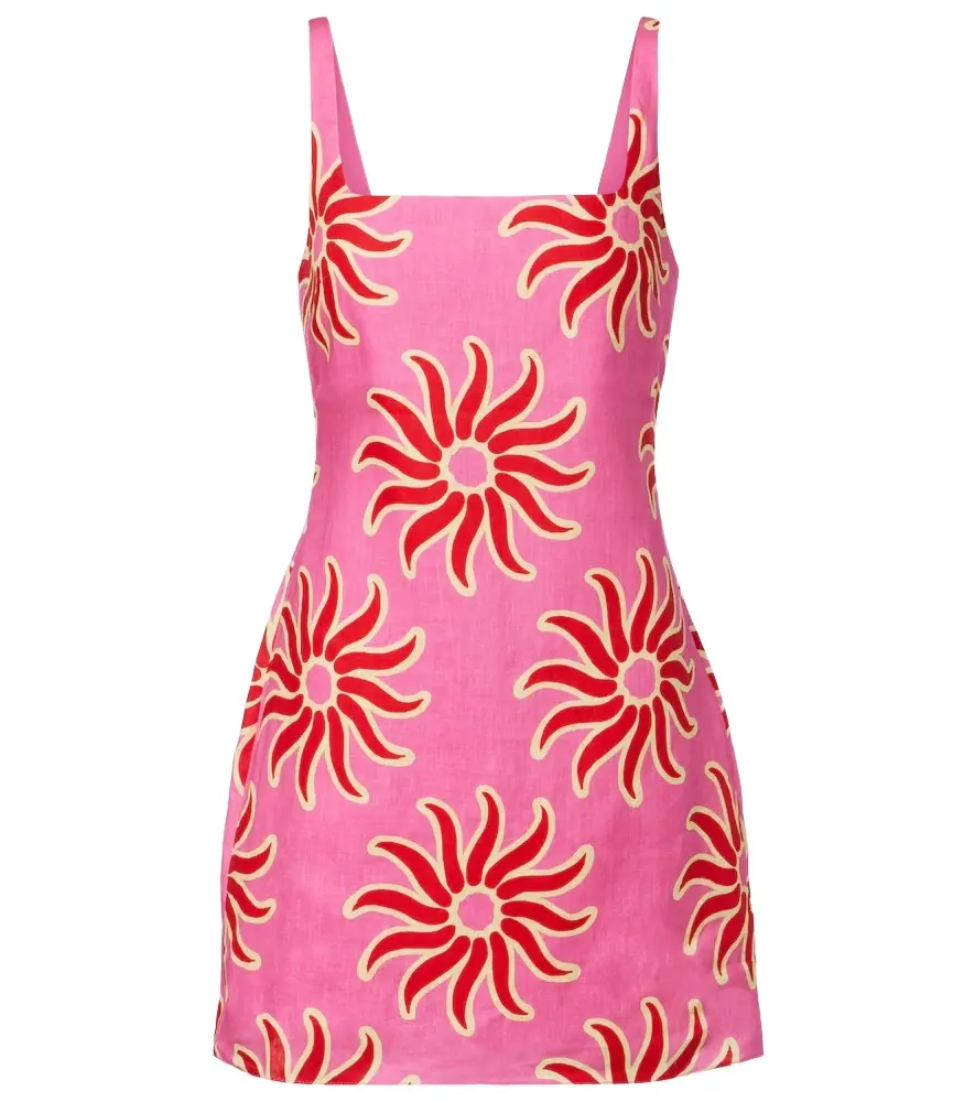Cala de la Cruz Printed linen minidress