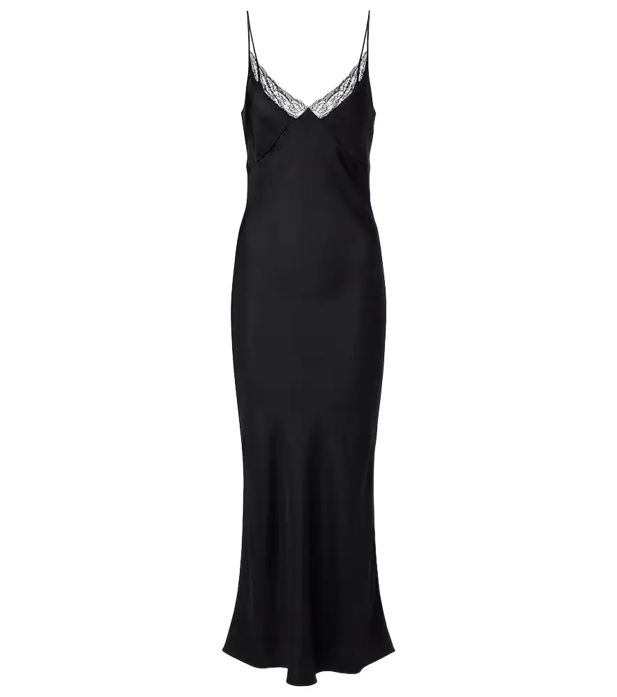 The Row Barina lace-trimmed silk slip dress