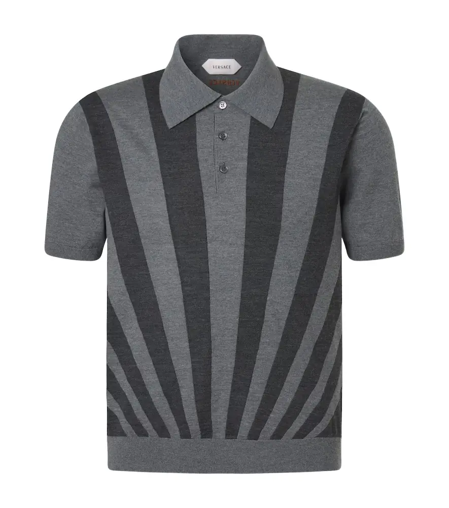 Versace Intarsia virgin wool polo sweater