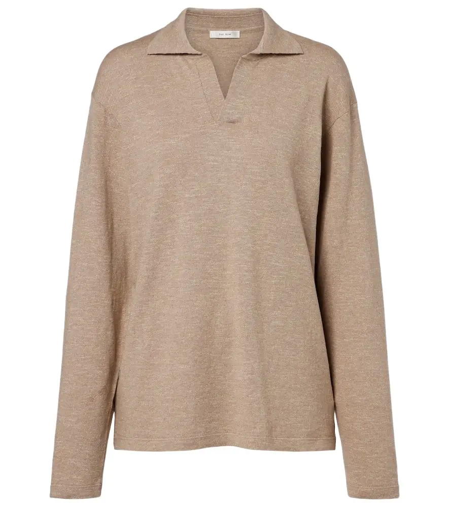The Row Niosa cotton and linen polo sweater