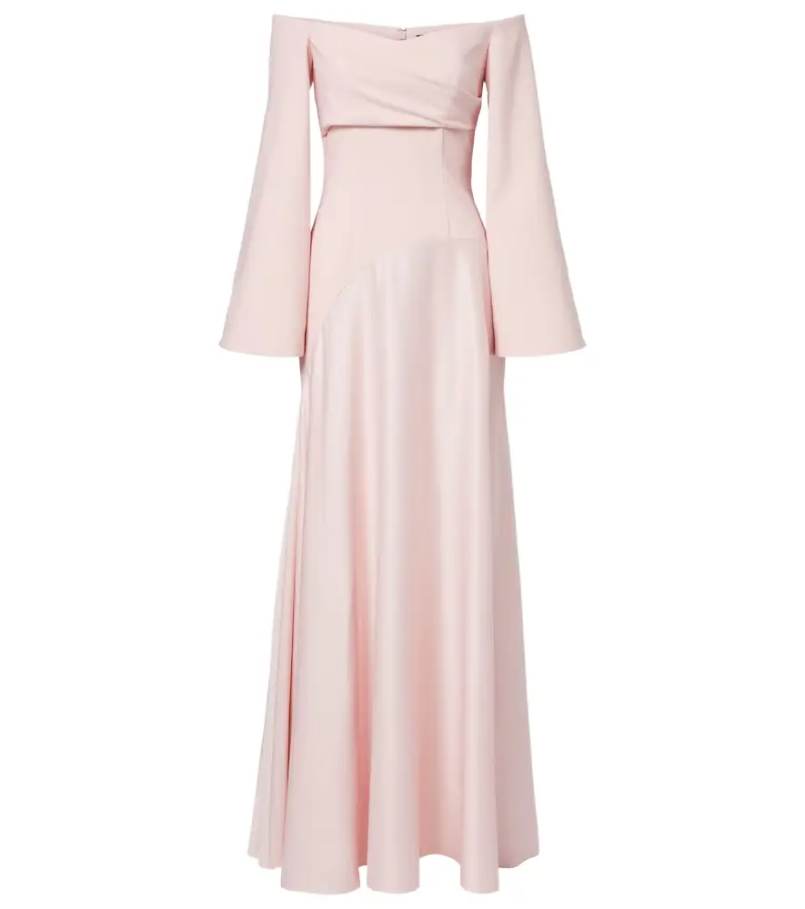 Solace London Rina satin and crêpe maxi dress