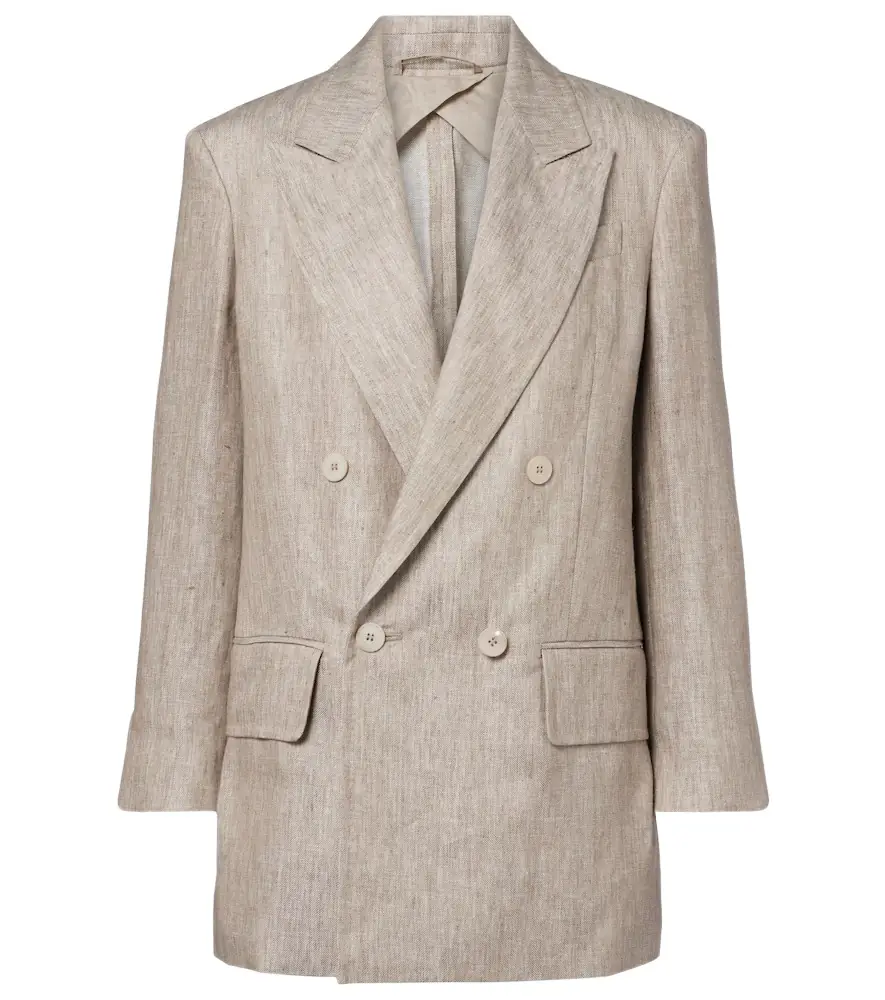 Max Mara Olimpia double-breasted herringbone linen blazer