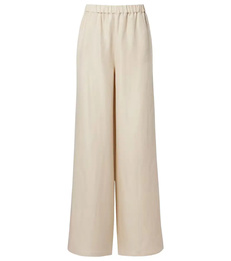 Max Mara Oro linen and silk wide-leg pants