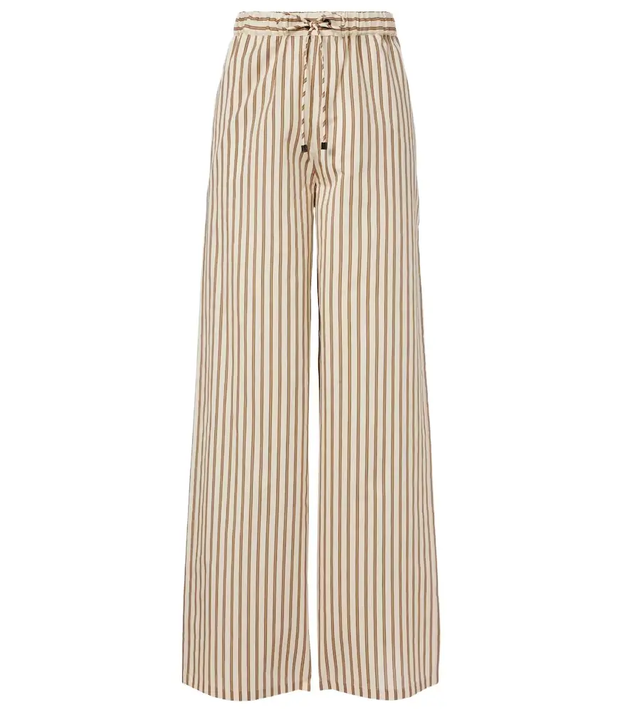 Max Mara Striped cotton and silk wide-leg pants
