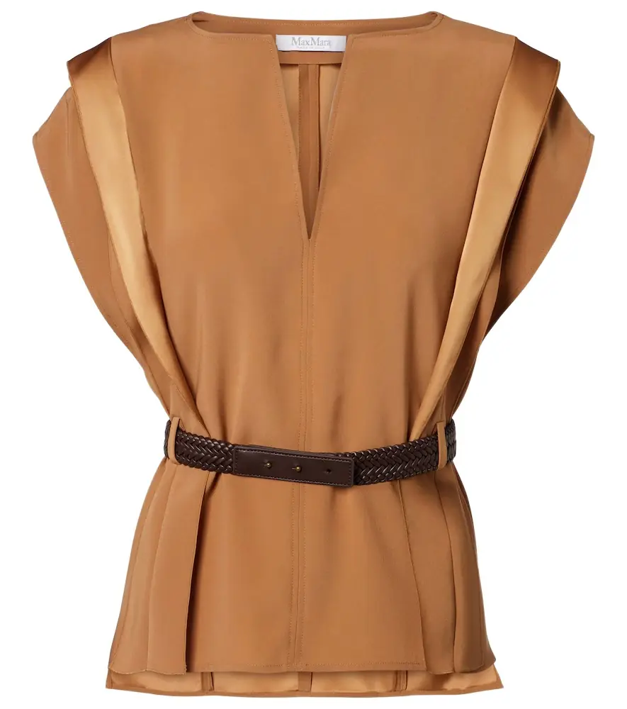 Max Mara Belted crêpe top