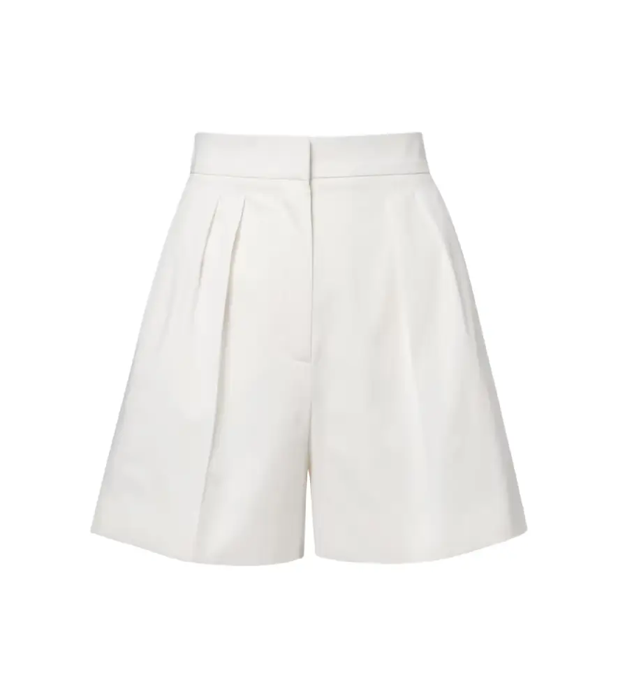 Max Mara Tabacco pleated cotton-blend shorts
