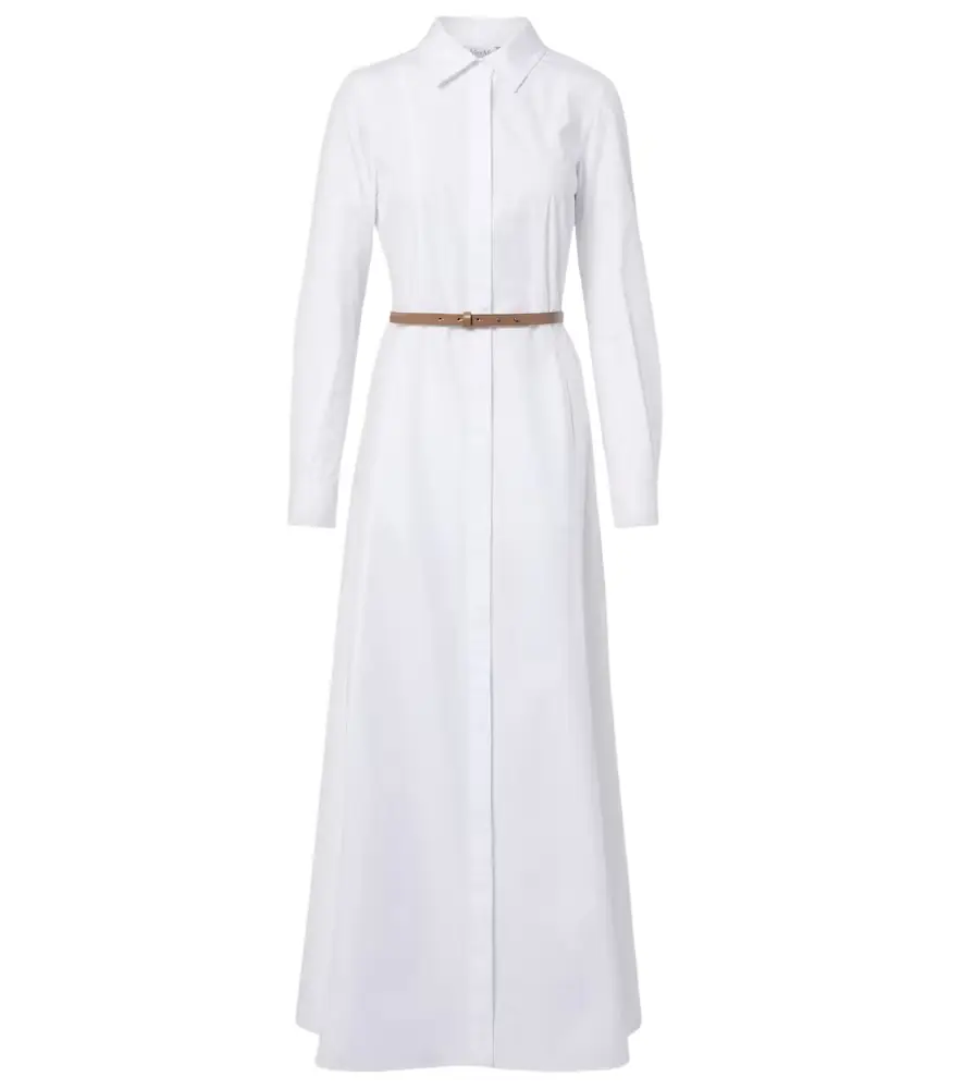 Max Mara Adunco belted cotton poplin shirt dress