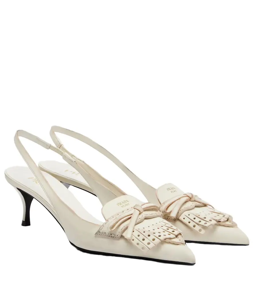 Prada Bow-detail leather slingback pumps