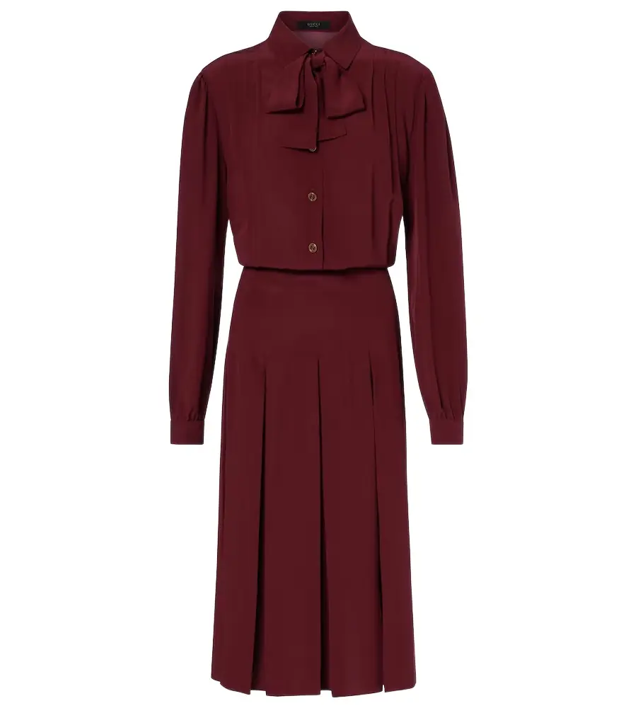 Gucci Pleated silk crêpe de chine midi dress