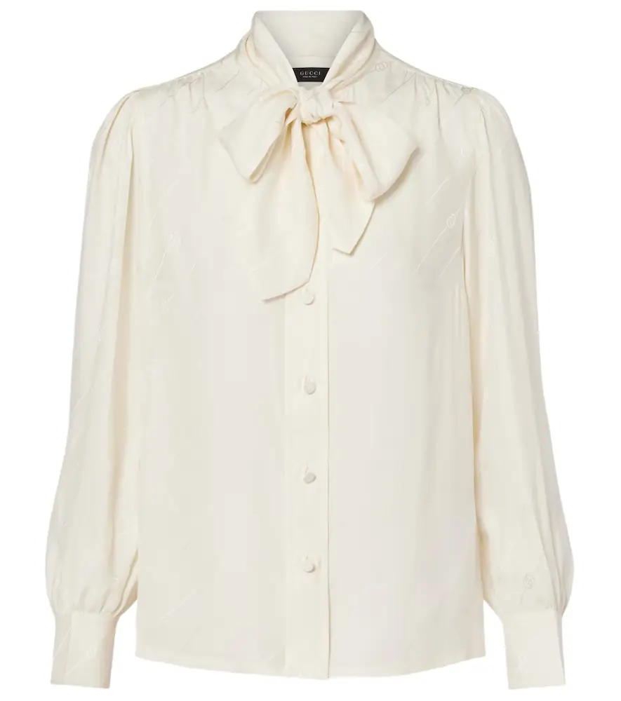 Gucci Interlocking G silk crêpe satin blouse