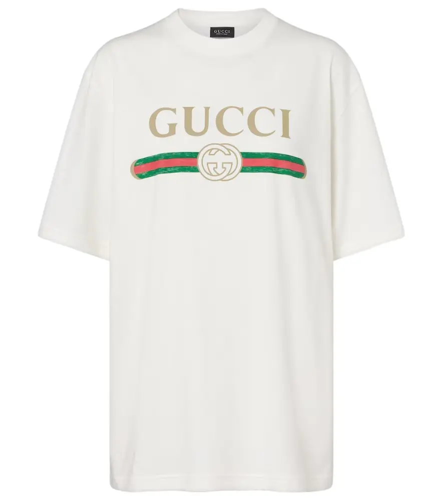 Gucci Logo cotton jersey and silk T-shirt