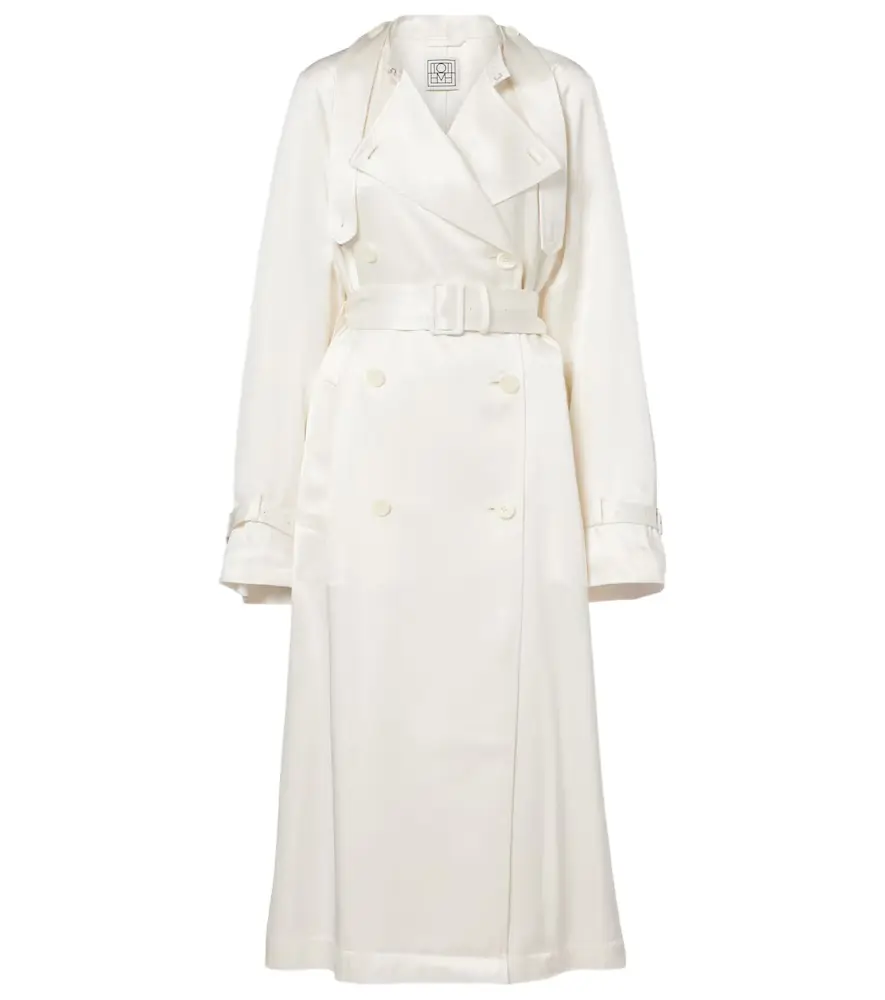 Toteme Belted double-breasted satin trench coat
