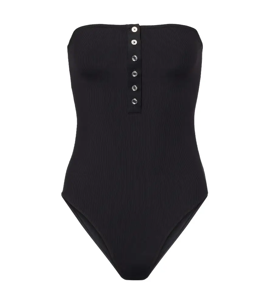 Toteme Ribbed-knit bandeau swimsuit