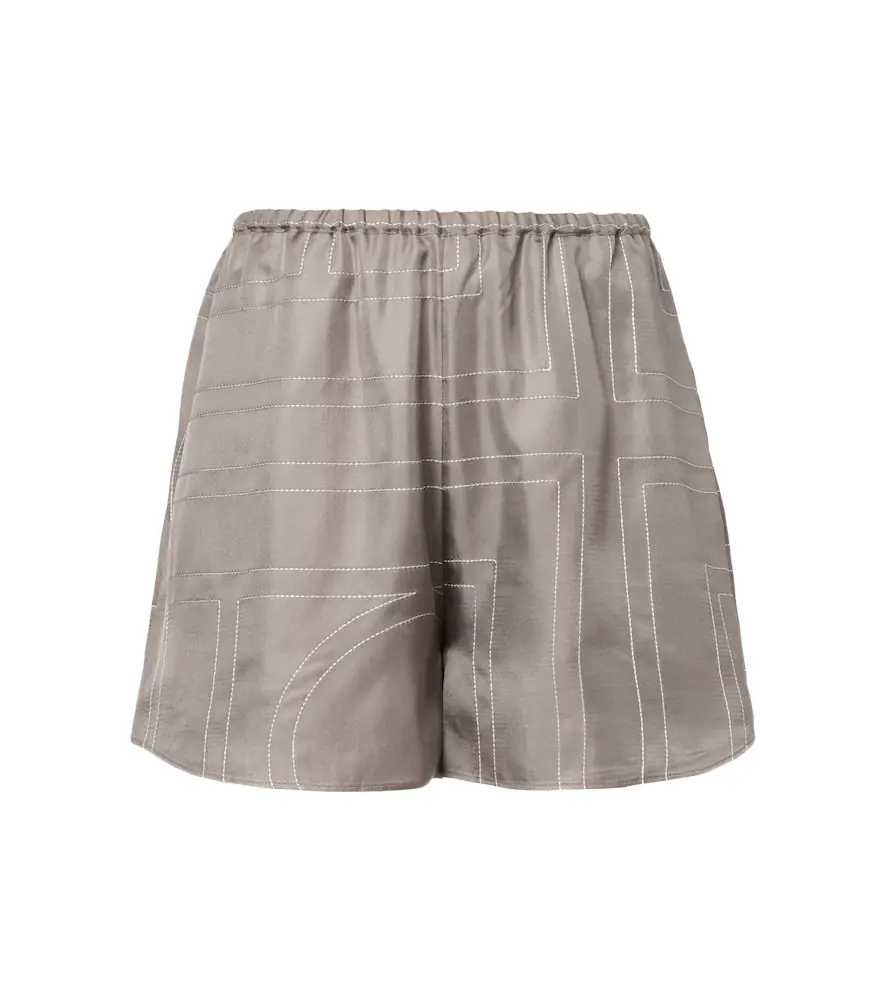 Toteme Logo silk twill shorts