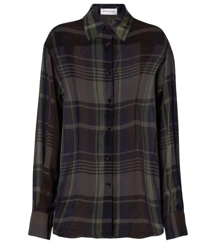 The Frankie Shop Peri sheer plaid shirt