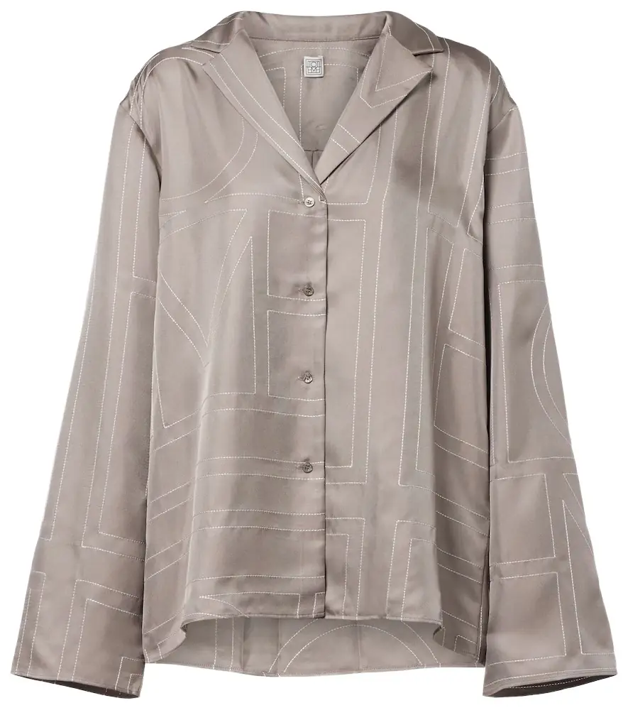 Toteme Monogram silk twill pajama shirt
