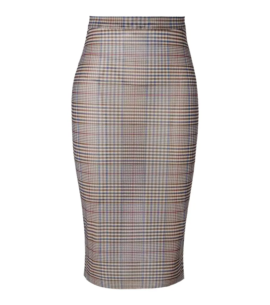 The Frankie Shop Aurora plaid sheer mesh midi skirt