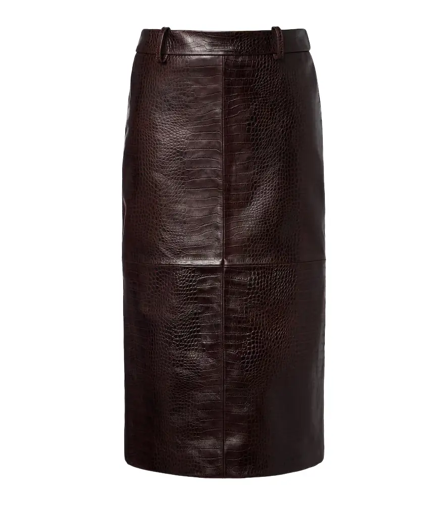 The Frankie Shop Taney croc-effect leather pencil skirt