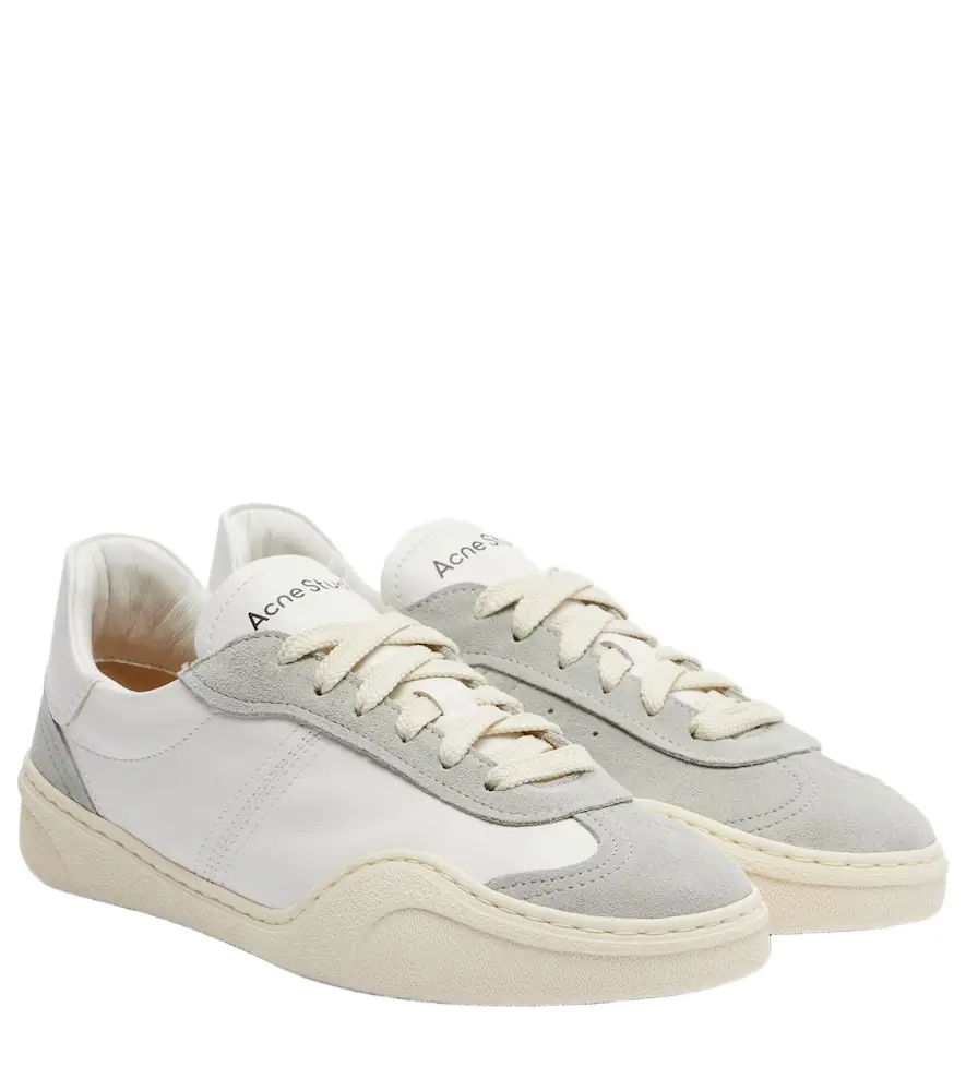 Acne Studios Suede-trimmed leather sneakers